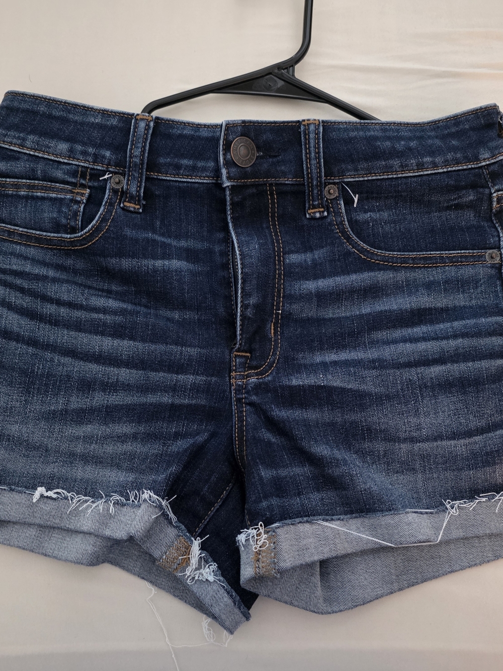 American Eagle Outfitters Dark Blue Distressed Denim Shorts